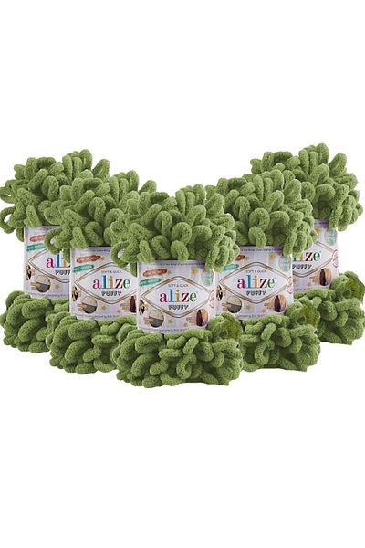 Alize Νήμα πλεξίματος χεριών Puffy 485 Soft Green - Συσκευασία 5 100gr 9mt Finger Knitting νήμα