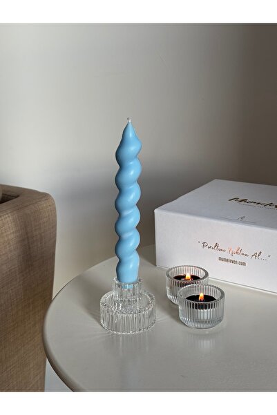 mumeleven Koyu Mavi Kalın Burgu Şamdan Mum | 2 Adet |Pinterest Mum