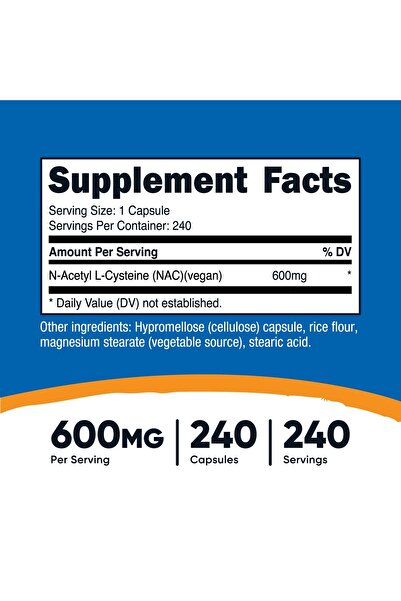 Nutricost N-Acetyl L-Cysteine (NAC) 600mg, 240 Vegetarian Capsules - Vegan, Non-GMO, Gluten Free