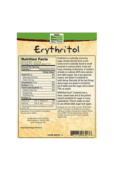 Now Foods Erythritol Sugar Replacement, Zero Calorie, Low Glycemic, Kosher, 1-Pound