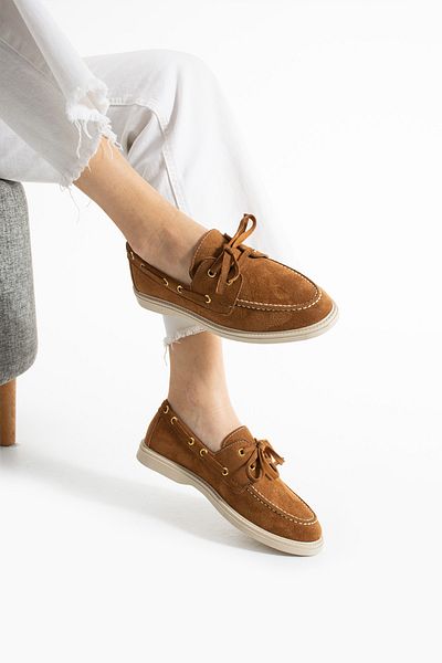 Bayramoğlu Pantofi M.S Comfortable Fit cu șireturi pentru femei din piele intoarsa