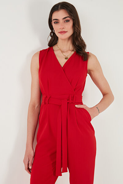 Lela Slim Fit Straight Leg Double Breasted Collar Belted Jumpsuit Jumpsuit 6783626