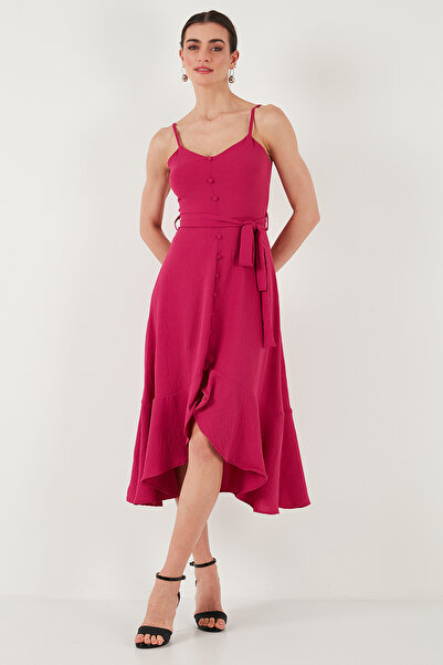 Lela Rochie midi cu volan cu detaliu curea și nasturi 67810145