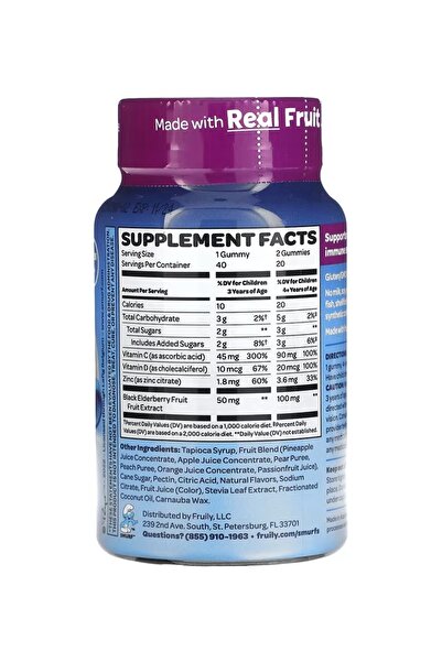 SMURFS Kids Gummy, Immune Defense, Ages 3+, Smurf Berry, 40 Gummies