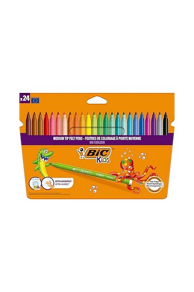 Bic |   Kid Couleur Felt Tip Pens, 24 Colors, Vivid and Washable Ink