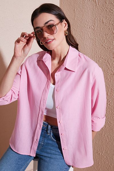 Lela Linen and Cotton Blended Regular Fit Short Front Long Back Shirt Shirt 6772853