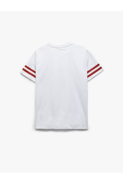 Koton Tricou de damă, din bumbac, cu mânecă scurtă, cu decolteu, cu tematică occidentală