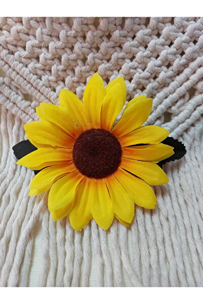 Minvallife 8 cm Automatic Metal Clip Buckle with Artificial Sunflower Figure