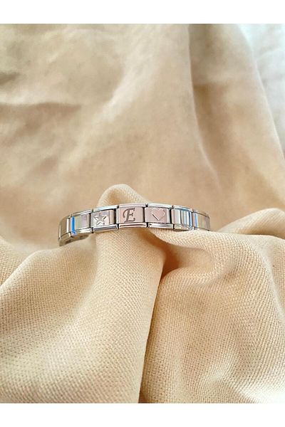 bijoux uniques Italian Charm Bracelet with Letter E Heart & Star
