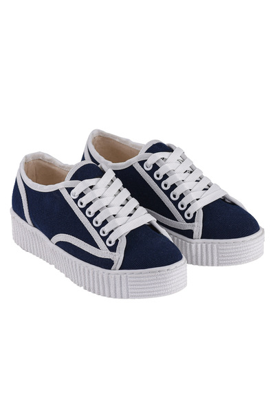 Cotto Shoes حذاء رياضي كاجوال للنساء من الكتان باللون الأزرق الداكن