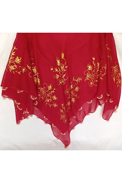 Bircan Hediyelik تاج الزفاف التطريز غطاء الرأس الأحمر وشاح القماش الصلاة