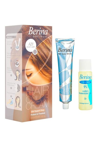 Berina stor صبغة شعر كريمية دائمة بلون رمادي فاتح من Berina
