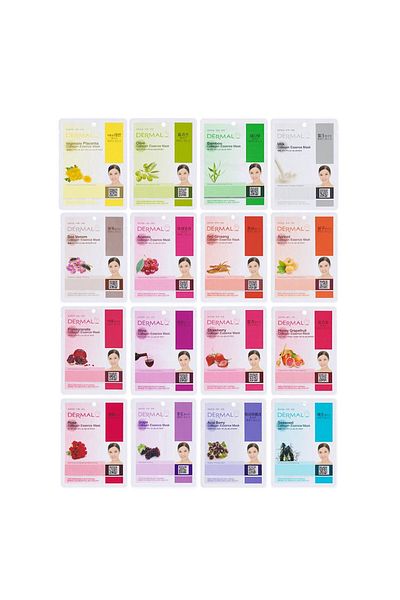 Dermal 16 Combo Collagen Face Mask - Hydrating & Soothing with Panthenol - Hypoallergenic for All Skin