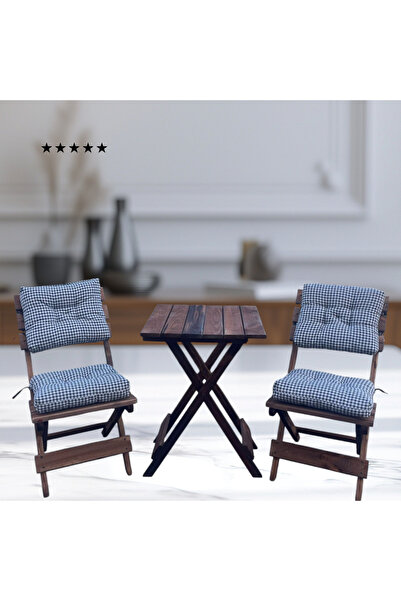 By Utkan Keskin Minderli Balkon Bahçe Mutfak 3lü Bistro Set Katlanır Masa San...