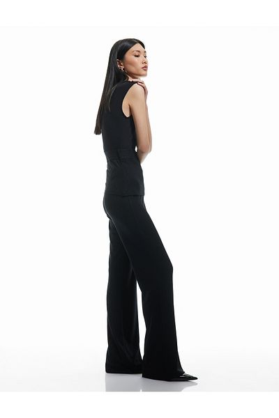 Koton Viscose Fabric Straight Wide Leg Ribbed Trousers