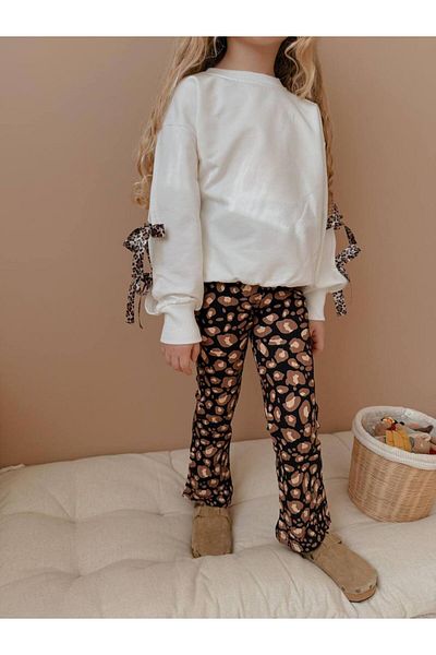 YİGİT BUTİK Yigit Boutique Leopard Tights Girl's Bottom and Top Set
