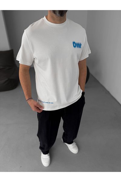 BYBASICMAN تي شيرت أبيض منقوش YP-5048