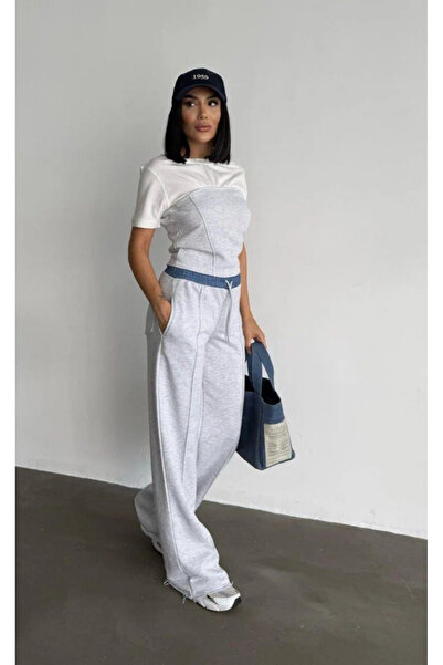 hira fashion Kot Kemer Ve Bağcık Detay Eşofman Takım-M  - GRİ