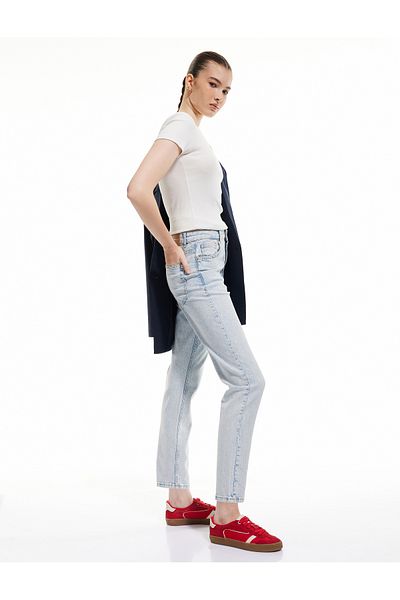 Koton Pantaloni din denim din bumbac cu talie înaltă Mom Fit, cu buzunare - Mom Slim Jean
