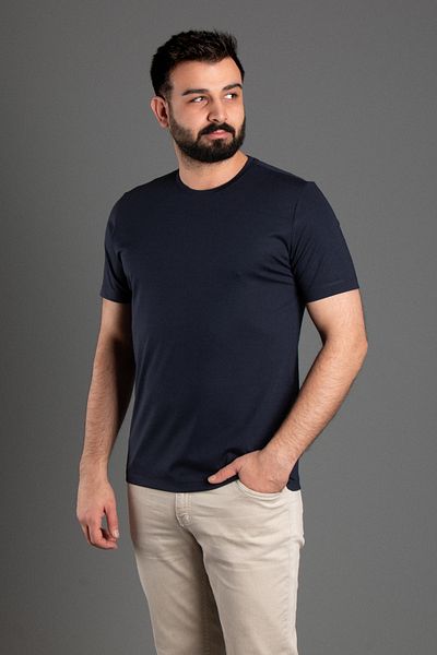 ZEKİ ÖZER Ανδρικό μπλουζάκι Navy Blue Basic O λαιμόκοψη