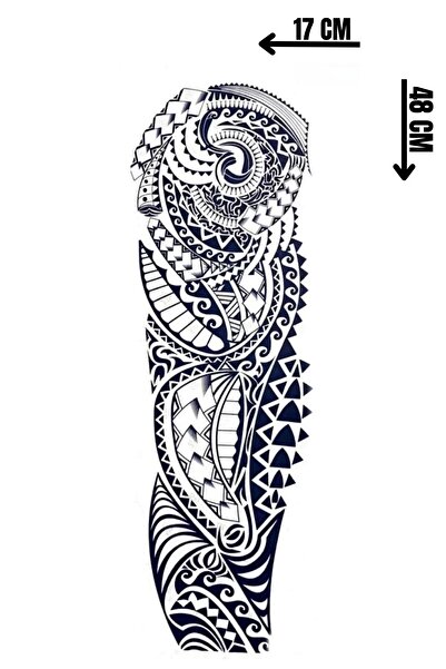 Barly 30 Gün / 1 Ay Kalıcı Maori Figürlü 12 Saat Sonra Kararan Geçici Kol Dövme Tattoo