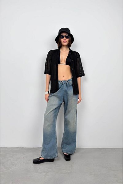 İpeksi Silky Polo Neck Mesh Blouse