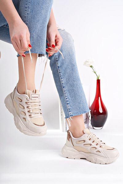 McDark Ultra Light White Mink Patterned Women's Sneaker - Non-Yellowing Sole -3