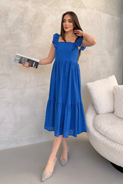 ASEDE 100% віскоза богемна сукня Alacati з мереживним плечовим ремінцем з віс...