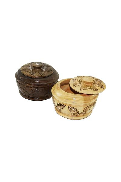 İsmiyle Al Footless Patterned - Cnc Engraved Wooden Sugar Bowl with Lid Netted Packaging (4767) - Isl7593-6062