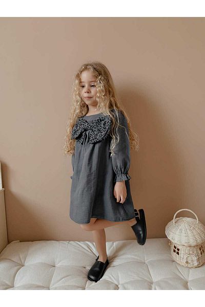 YİGİT BUTİK Yigit Boutique Muslin Υφασμάτινο Φιόγκο Κοριτσίστικο Φόρεμα
