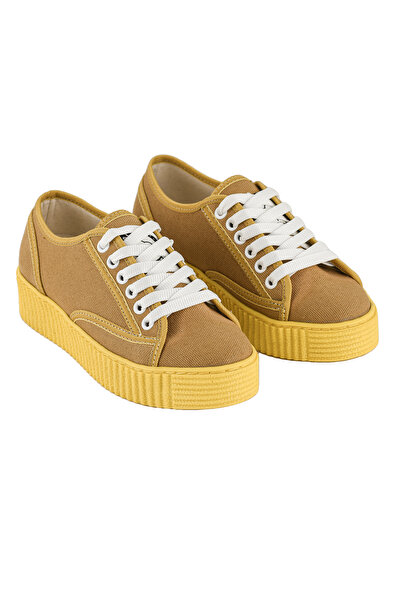 Cotto Shoes حذاء رياضي نسائي كاجوال من الكتان الأصفر الخردل