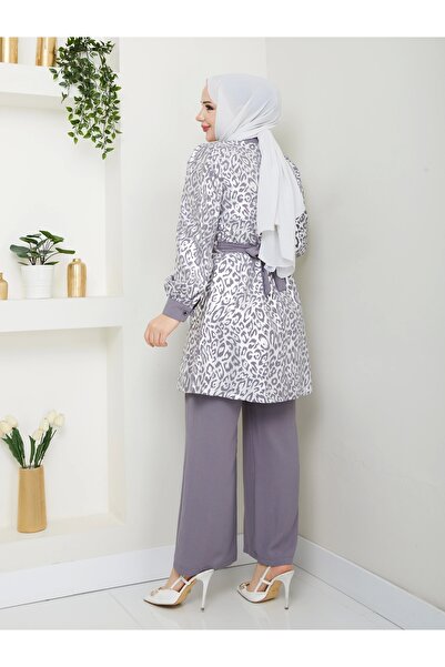 Moda Echer Leopard Printed Trousers Suit