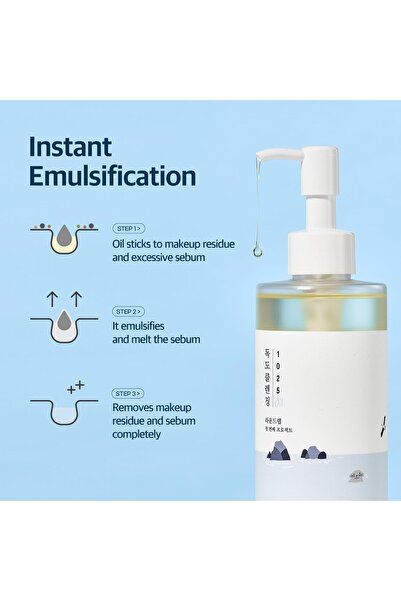 Round Lab 1025 Dokdo Cleansing Oil 6.76 fl oz, Deep Pore & Makeup Remover, Leaves No Oil