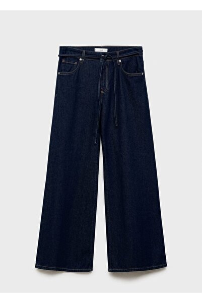 MANGO Woman Düşük belli kemerli wideleg jean pantolon