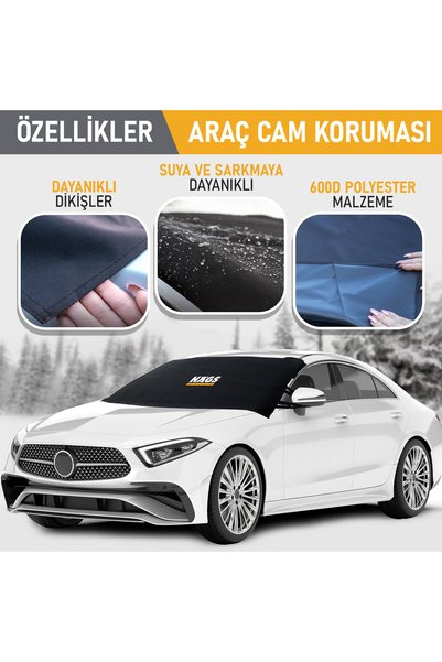 Genel Markalar Buz ve Kar Önleyici Araç Ön Cam Örtüsü / Oto Ön Cam Koruyucu Güneşlik (175x106cm) STD Gri