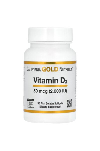 California Gold Nutrition Vitamin D3, 50 mcg (2,000 IU), 90 Fish Gelatin Softgels