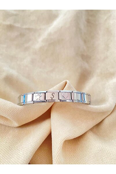 bijoux uniques Ş Harfli Kalp&Yıldızlı İtalyan Charm Bileklik