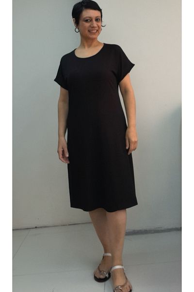 Mertcan Butik Φόρεμα με χαμηλό μανίκι από χτενισμένο βισκόζη με μαύρο μέγεθος