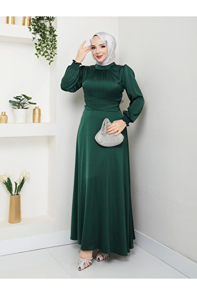 Moda Echer Satin Dress with Cross Tie Detail