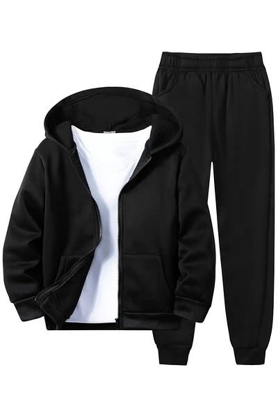 LAND MODA 2 bucăți ținute pentru băieți, hanorac și pantaloni de sport confortabili din poliester cu fermoar