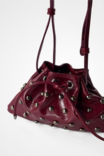 Yuka Atelier Nia Studded Drawstring Detailed Crossbody and Shoulder Bag