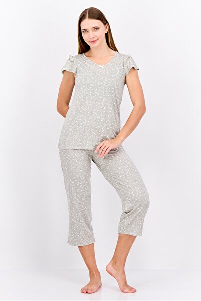 Company Ellen Tracy طقم بيجامة نسائي مكون من قطعتين بطبعة كاملة من الأعلى وال...