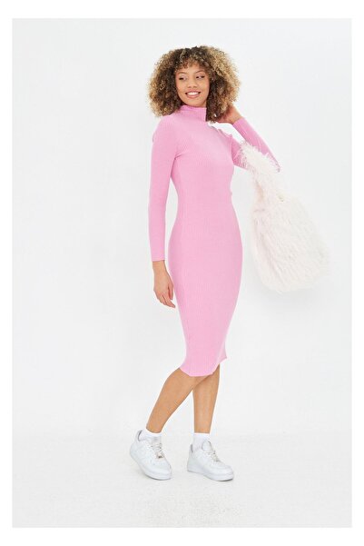 TIFFANY&TOMATO Yarım Balıkçı Uzun Triko Bodycon Elbise