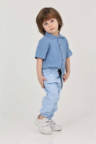 MİLANO KİDS Boy's Stylish Muslin Bottom Top Set