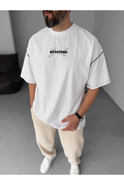 BYBASICMAN Біла футболка Oversize з принтом Precious JJ-177