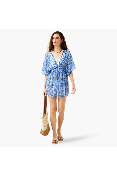 FAV Floral Print Cover-Up with Tie-Up Detail