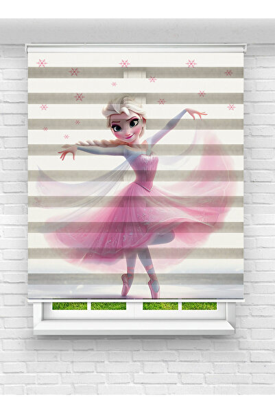 Mas Prenses Kız Desenli Zebra Stor Perde - Kız Çocuk Odası İçin Dijital Baskı...