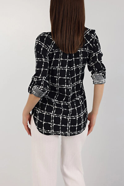 hazelin Women's Black Ethnic Patterned Viscose Shirt Hzl25W-Bd 136391