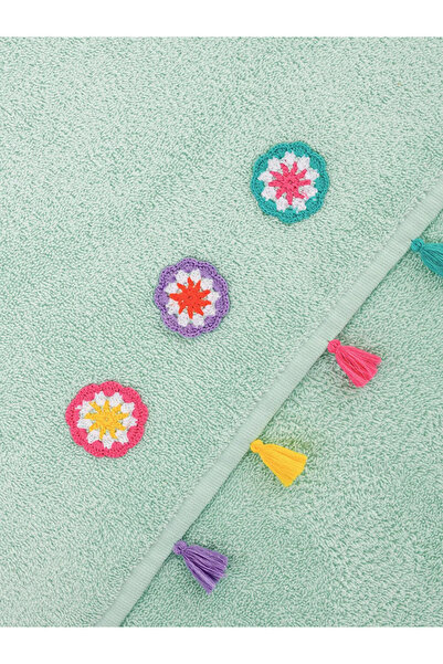 LC Waikiki Зелена квіткова вишивка бавовняна рушник для обличчя 50x80 см