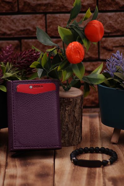 Ozka Leather Collection Leather Card Holder with Automatic Mechanism - with Bracelet Gift 2